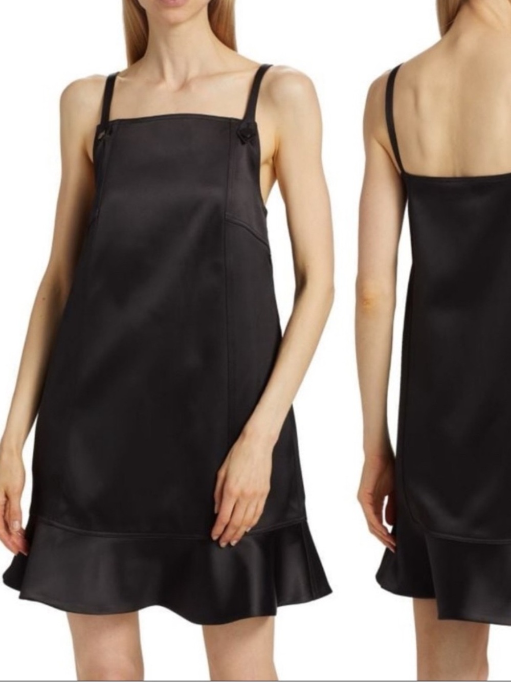 NWT GANNI The Duchesse Black Satin Mini Dress XXS/32